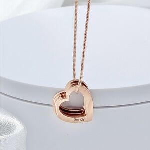 Rose Gold Necklace with Personalized Name Hearts